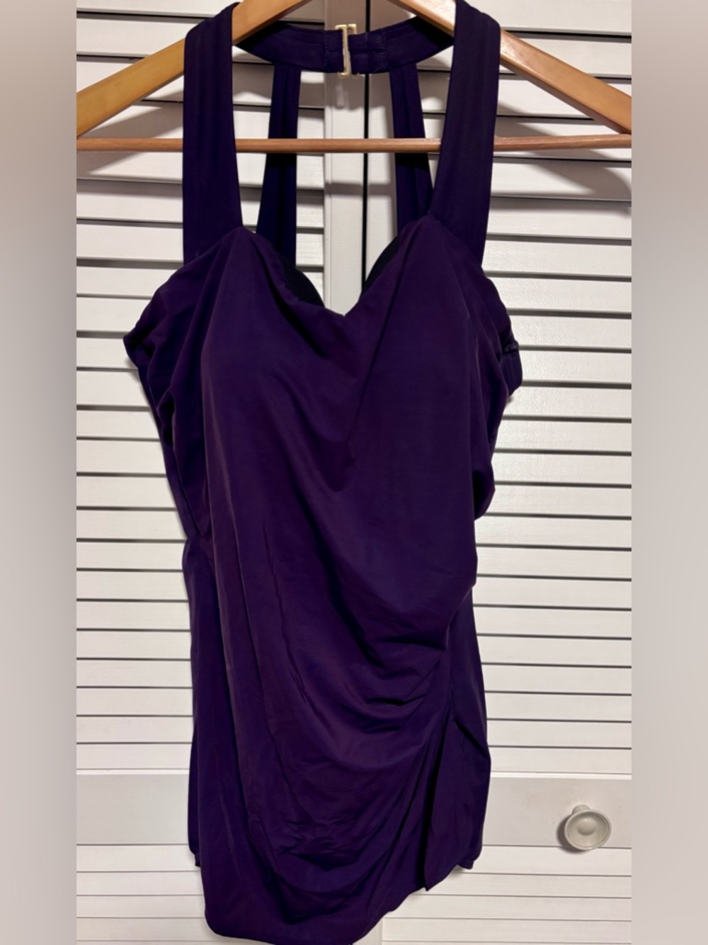 Lands' End Deep Purple Draped One Piece Swimsuit